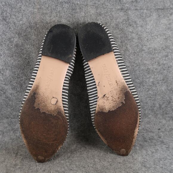 Sole Society Shoes Womens 6.5 Flats Pointed Toe Embellished Stripes Slip On - Picture 10 of 13
